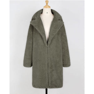 Fashion Long Faux Fur Coat Women Autumn Winter Warm Soft Teddy Coat Outwear Casual Fur Jacket Female Pocket Overcoat