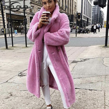 Load image into Gallery viewer, 2019 Faux Lambswool Fur Coats Long Teddy Bear Jacket Coat Pink Women Winter Warm Oversized Outerwear Women Thick Overcoat