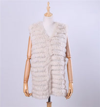 Load image into Gallery viewer, 2019 New Women&#39;s Genuine Rabbit Fur Vest Hand Knitted Fur Gilet Lady Natural Fur Waistcoat Sleeveless Real Fur Coat Jacket