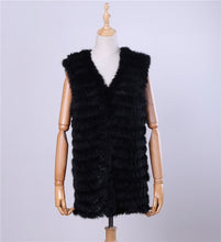 Load image into Gallery viewer, 2019 New Women&#39;s Genuine Rabbit Fur Vest Hand Knitted Fur Gilet Lady Natural Fur Waistcoat Sleeveless Real Fur Coat Jacket