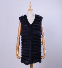 Load image into Gallery viewer, 2019 New Women&#39;s Genuine Rabbit Fur Vest Hand Knitted Fur Gilet Lady Natural Fur Waistcoat Sleeveless Real Fur Coat Jacket