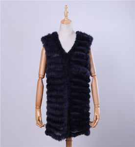 2019 New Women's Genuine Rabbit Fur Vest Hand Knitted Fur Gilet Lady Natural Fur Waistcoat Sleeveless Real Fur Coat Jacket