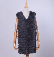 Load image into Gallery viewer, 2019 New Women&#39;s Genuine Rabbit Fur Vest Hand Knitted Fur Gilet Lady Natural Fur Waistcoat Sleeveless Real Fur Coat Jacket