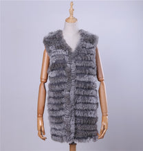 Load image into Gallery viewer, 2019 New Women&#39;s Genuine Rabbit Fur Vest Hand Knitted Fur Gilet Lady Natural Fur Waistcoat Sleeveless Real Fur Coat Jacket