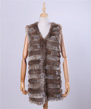 Load image into Gallery viewer, 2019 New Women&#39;s Genuine Rabbit Fur Vest Hand Knitted Fur Gilet Lady Natural Fur Waistcoat Sleeveless Real Fur Coat Jacket