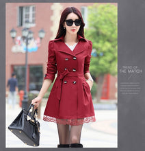 Load image into Gallery viewer, 2019 Autumn New Fashion Brand Trench Coat Woman Vinatge Double Breasted Trench Coat For Women Business Outerwear Coat A015a