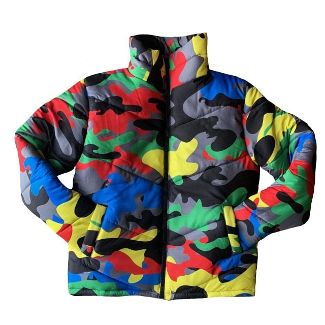 Wjustforu S-4XL Plus Size Camouflage Print Winter Wear Bubble Coat Female Cropped Puffer Down Jacket Plus Size Parka Outerwear