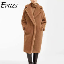 Load image into Gallery viewer, Winter long Teddy jacket women faux fur coat white pink fur coat vintage fur collar thick winter coat women elegant fur jacket