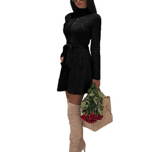 Women Fashion Coat Jacket Medium Long Suede Casual Slim Zipper Zipper, Pockets, Belt A-line Solid Windbreaker