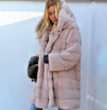 Load image into Gallery viewer, New woman fur 90cm Plus Size Women Clothing Winter Artificial Economy Mink Fur Coat with a Hood Luxury Fake Fur Coats