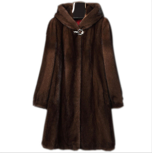 2020 Large Size 8XL=56 9XL=58 Faux Fur Coat Women Winter Thick Warm Overcoat Imitation Fur Hooded Mink Coat Hooded Jackets v1195