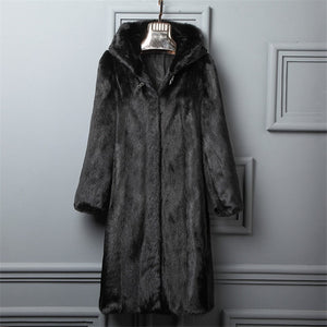 2020 Large Size 8XL=56 9XL=58 Faux Fur Coat Women Winter Thick Warm Overcoat Imitation Fur Hooded Mink Coat Hooded Jackets v1195