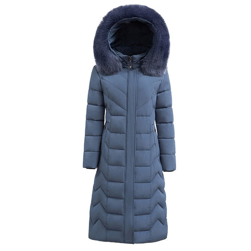Women's Down Jacket Winter Fur Hooded Coat Long Thick Warm Oversize Female Jacket Down Coat Parka Slim Clothes Plus Size 7XL