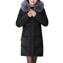 Load image into Gallery viewer, Middle-Aged Hooded Fur Collar Down Coats Cotton Winter Jacket Women Large Size Thicken Long Parka Women Abrigo Mujer Outerwear