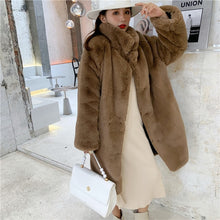 Load image into Gallery viewer, Women Winter Fashion Faux Fur Long Coat Solid Loose Turn Down Collar Thick Warm Coats Soft Casual Long Sleeve Pocket Overcoat