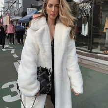 Load image into Gallery viewer, Winter Women Faux Marten Hair Fur Coat White Luxury Long Fur Coat Loose Lapel Elegant OverCoat Thick Warm Plus Size Female Plush