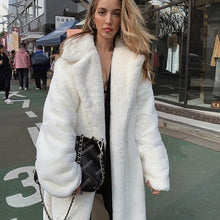 Load image into Gallery viewer, Winter Women Faux Marten Hair Fur Coat White Luxury Long Fur Coat Loose Lapel Elegant OverCoat Thick Warm Plus Size Female Plush