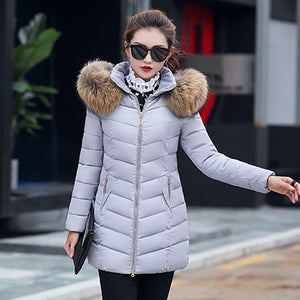 Winter Mid-long Hooded Down Coats Women Fashion Solid Loose Thicken Cotton Jackets Coats Female Warm Plus Size Korean Parkas New