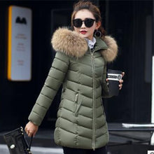 Load image into Gallery viewer, Winter Mid-long Hooded Down Coats Women Fashion Solid Loose Thicken Cotton Jackets Coats Female Warm Plus Size Korean Parkas New
