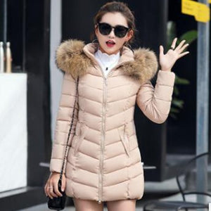 Winter Mid-long Hooded Down Coats Women Fashion Solid Loose Thicken Cotton Jackets Coats Female Warm Plus Size Korean Parkas New