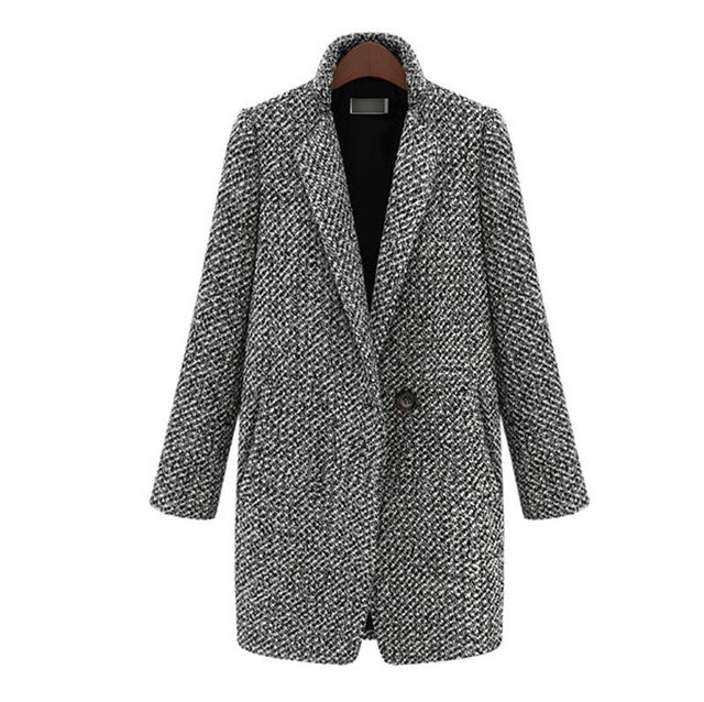 New 2019 Design New Spring Winter Women Coat Gray Wool Coat Long Brand Woolen Trench Overcoat Lady Outwear