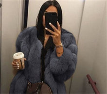 Load image into Gallery viewer, Women Double Sided Down Long Jacket Winter Turtleneck White Duck Down Coat Double Breasted Warm Parkas Snow Outwear