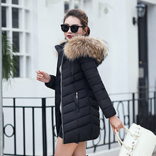 Load image into Gallery viewer, Winter Mid-long Hooded Down Coats Women Fashion Solid Loose Thicken Cotton Jackets Coats Female Warm Plus Size Korean Parkas New