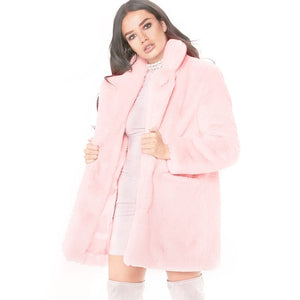 FHILLINUO long women's faux fur coat hot sale casual  solid loose soft rabbit fur outwear for female 7 color to choose