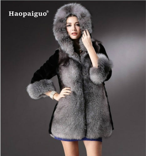 Elegant Faux Fox Fur Coat Women 2018 Winter Autumn Warm Soft Covered Botton Fur Jacket Female Casaco Overcoat Casual Outerwear