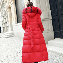 Load image into Gallery viewer, Women Double Sided Down Long Jacket Winter Turtleneck White Duck Down Coat Double Breasted Warm Parkas Snow Outwear