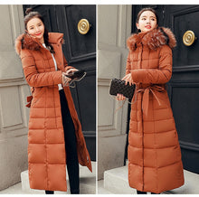 Load image into Gallery viewer, Women Double Sided Down Long Jacket Winter Turtleneck White Duck Down Coat Double Breasted Warm Parkas Snow Outwear
