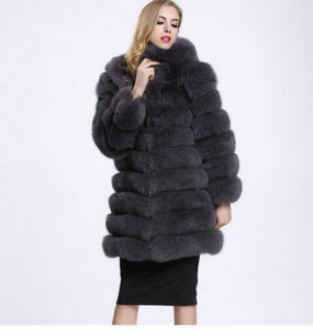 2018 Autumn Winter Fox Fur Coat Loose Thick Warm Faux Vest Fur Vest in Middle Long Black Women Jackets Large XXXL Size Plus