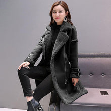 Load image into Gallery viewer, Women Faux Leather Lambs Wool Coat Female Long Thick Warm Shearling Coats Suede Leather Jackets Autumn Winter Female Outerwear
