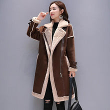 Load image into Gallery viewer, Women Faux Leather Lambs Wool Coat Female Long Thick Warm Shearling Coats Suede Leather Jackets Autumn Winter Female Outerwear