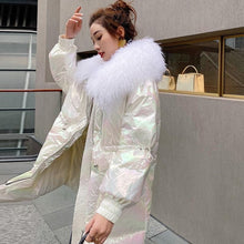 Load image into Gallery viewer, Fitaylor Real Natural Fur Down Parka Winter Jacket Women Thicken Hooded Coat Female White Duck Down Waterproof Snow Outwear