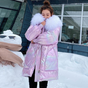 Fitaylor Real Natural Fur Down Parka Winter Jacket Women Thicken Hooded Coat Female White Duck Down Waterproof Snow Outwear