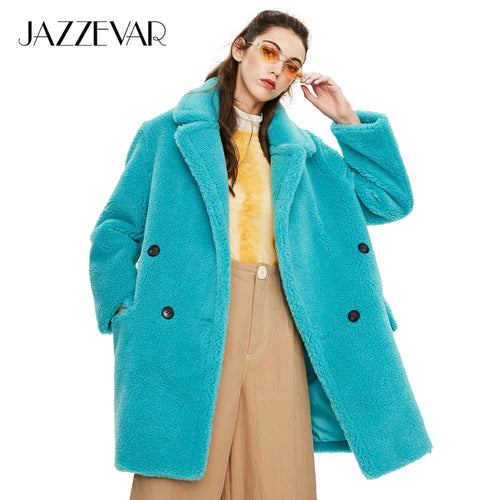 JAZZEVAR 2019 Winter new arrival fur coat women high quality mid-length style outerwear loose clothing warm coat women K9052