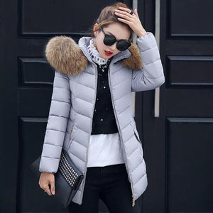 Solid Winter Long Fur Hooded Down Coats Women Fashion Loose Thicken Warm Cotton Jacket Female Korean Plus Size Parka Outwears