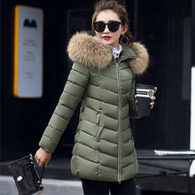 Load image into Gallery viewer, Solid Winter Long Fur Hooded Down Coats Women Fashion Loose Thicken Warm Cotton Jacket Female Korean Plus Size Parka Outwears