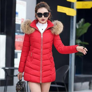 Solid Winter Long Fur Hooded Down Coats Women Fashion Loose Thicken Warm Cotton Jacket Female Korean Plus Size Parka Outwears