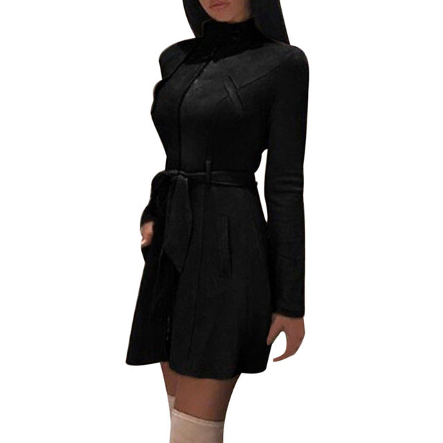 Rench Coat for Women New Ladies Deer Fleece Windbreaker Jacket Solid Color Casual Zipper Windbreaker Jacket Long Sleeve Modis