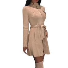 Load image into Gallery viewer, Rench Coat for Women New Ladies Deer Fleece Windbreaker Jacket Solid Color Casual Zipper Windbreaker Jacket Long Sleeve Modis