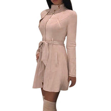 Load image into Gallery viewer, Rench Coat for Women New Ladies Deer Fleece Windbreaker Jacket Solid Color Casual Zipper Windbreaker Jacket Long Sleeve Modis