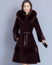 Load image into Gallery viewer, luxury Fox fur collar Hooded Winter Fur Coat Sheep shearing Slim long Outerwear Mink Warm Fur jacket M-4XL Plus size Women Q141