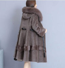 Load image into Gallery viewer, luxury Fox fur collar Hooded Winter Fur Coat Sheep shearing Slim long Outerwear Mink Warm Fur jacket M-4XL Plus size Women Q141