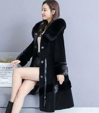 Load image into Gallery viewer, luxury Fox fur collar Hooded Winter Fur Coat Sheep shearing Slim long Outerwear Mink Warm Fur jacket M-4XL Plus size Women Q141