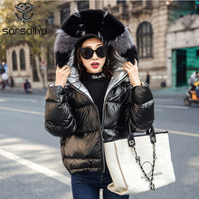 Load image into Gallery viewer, Women Winter Down Jacket Coats Hooded Real Fur Female Duck Down Coat Natural Fur Fox Puffer Coat Ladies Warm Thick Woman Clothes