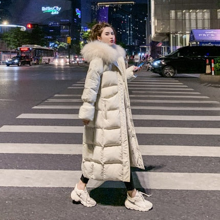 Cotton jacket 2019 new fashion wild loose coat women long paragraph over the knee winter down jacket winter black white