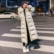 Load image into Gallery viewer, Cotton jacket 2019 new fashion wild loose coat women long paragraph over the knee winter down jacket winter black white