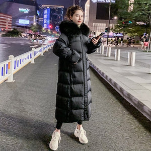 Cotton jacket 2019 new fashion wild loose coat women long paragraph over the knee winter down jacket winter black white